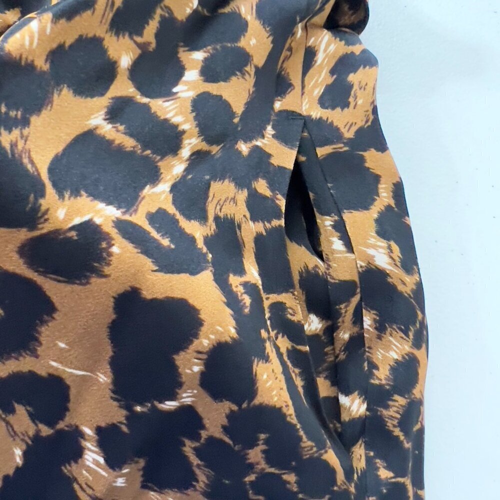 Kobi Halperin Luxury Cocktail Leopard Print Medi Dress Color Block Sleeves M - Picture 10 of 14